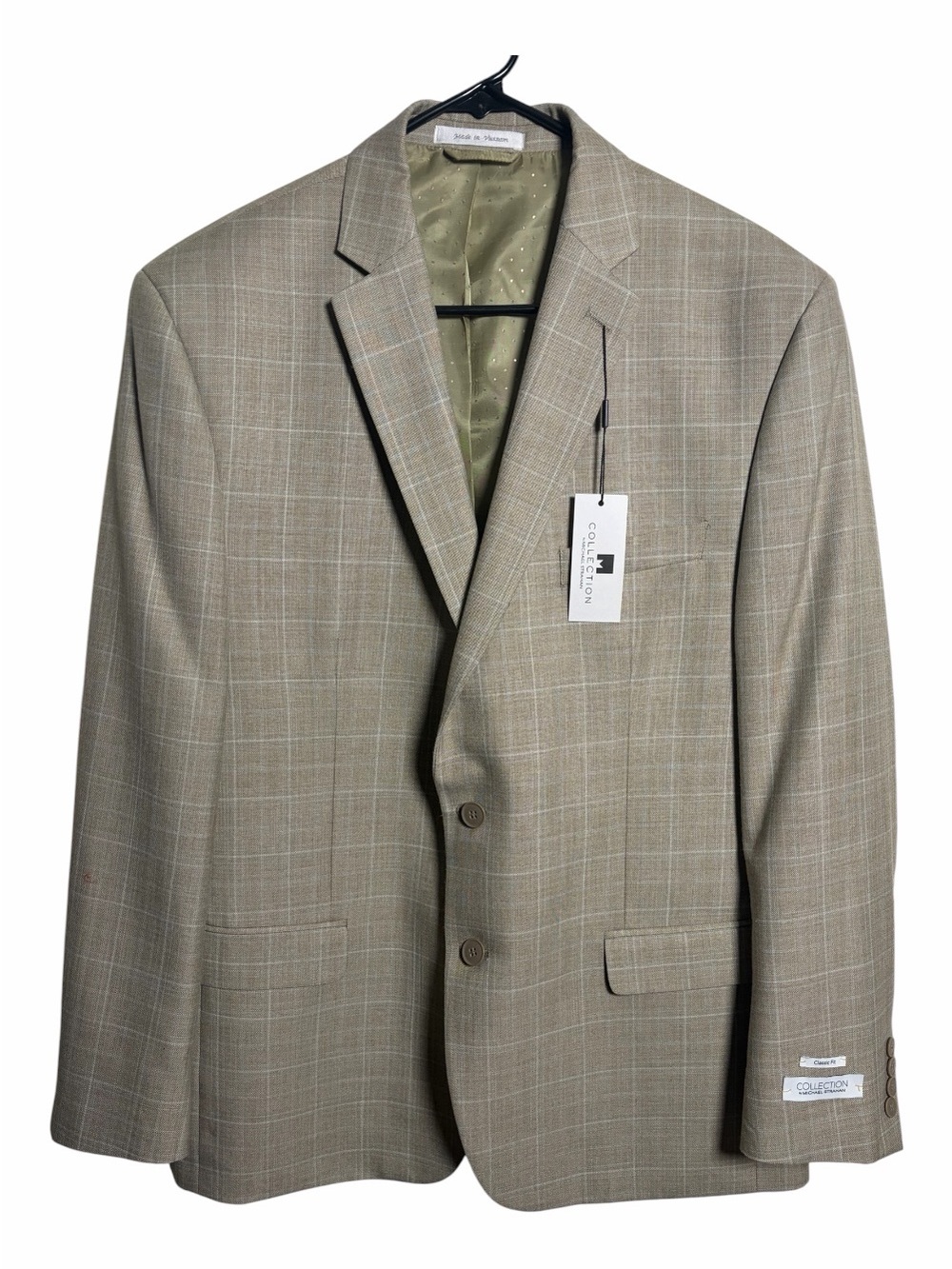 Men's Tan Windowpane Plaid Sport Coat - Classic Tailored Style